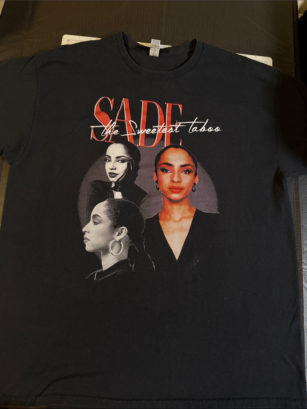 Black Sade 'The Sweetest Taboo' Graphic Tee with Red Accent XL